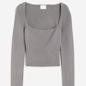 Square-neck Crop Top gray